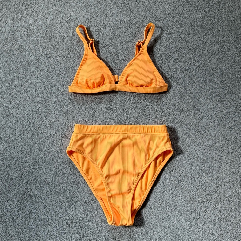 Xhilaration Neon Orange High Waisted Bikini Set